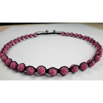 Rose Shamballa Necklace With Crystal CZ Disco Ball NE10